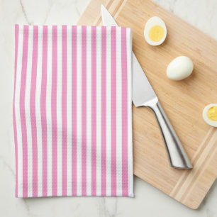 Elegante roze roze sherbet witte cabana strepen theedoek