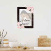 Elegante Roze Roze Trouwfoto Welkomstbord Poster (Keuken)