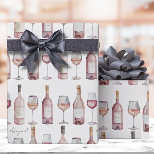 Elegante Roze Roze Wijn Cadeaupapier