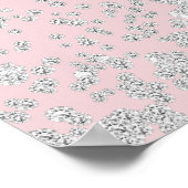 Elegante Roze Roze Zilveren Confetti Bruiloftsfees Poster (Hoek)