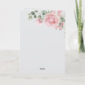 Elegante roze rozen 1e verjaardagsfeest kaart (Achterkant)