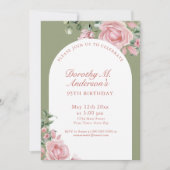 Elegante Roze Rozen 95e Verjaardagsfeest Kaart (Voorkant)