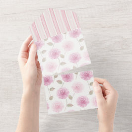 Elegante Roze Rozen All-in-One Trouwuitnodiging All In One Uitnodiging