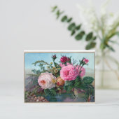 Elegante Roze Rozen Ansichtkaart Briefkaart (Staand voorkant)
