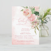 Elegante roze rozen baby in bloom baby shower kaart (Staand voorkant)