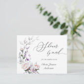 Elegante Roze Rozen Baby Shower Via Mail Briefkaart (Staand voorkant)