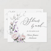 Elegante Roze Rozen Baby Shower Via Mail Briefkaart (Voorkant / Achterkant)
