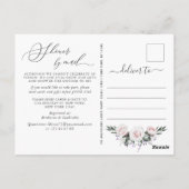 Elegante Roze Rozen Baby Shower Via Mail Briefkaart (Achterkant)