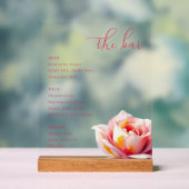 Elegante Roze Rozen Bar Menu Acryl Bord (Neutraal)