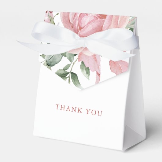 Elegante Roze Rozen Bedankt Bedankdoosjes (Voorkant Zijde)