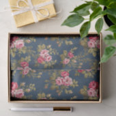 Elegante  Roze Rozen-Blauwe Achtergrond Tissuepapier (Geschenk)