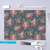 Elegante  Roze Rozen-Blauwe Achtergrond Tissuepapier (Craft)