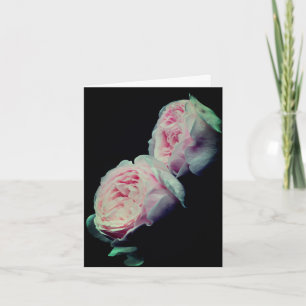 Elegante Roze Rozen Bloem Fotografie Notitie Kaart