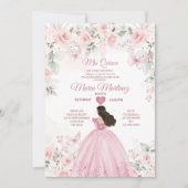 Elegante Roze Rozen Bloemen 16e Mexicaanse Quiñcea Kaart (Voorkant)
