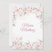 Elegante Roze Rozen Bloemen 16e Mexicaanse Quiñcea Kaart (Achterkant)