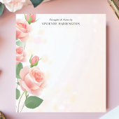 Elegante roze rozen Bloemen gepersonaliseerde naam Notitieblok