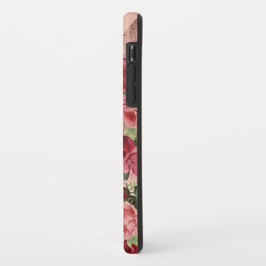 Elegante  Roze Rozen Bloemen Monogrammed Case-Mate iPhone Case (Achterkant/links)