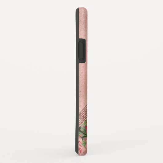 Elegante  Roze Rozen Bloemen Monogrammed Case-Mate iPhone Case (Achterkant/rechts)