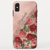 Elegante  Roze Rozen Bloemen Monogrammed Case-Mate iPhone Case (Achterkant)