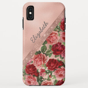 Elegante  Roze Rozen Bloemen Monogrammed Case-Mate iPhone Case
