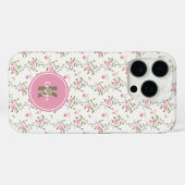 Elegante Roze Rozen Bloemen Patroon Monogram Case-Mate iPhone Case (Achterkant (horizontaal))