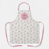 Elegante Roze Rozen Bloemen Patroon Monogram Schort (Voorkant)