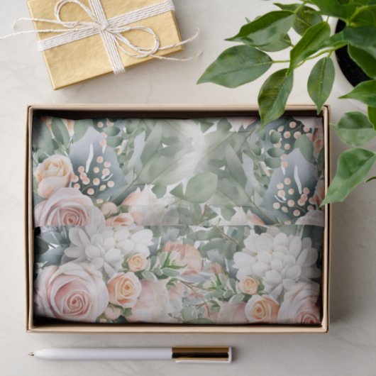 Elegante roze rozen bloemendecoupage papier (Geschenk)