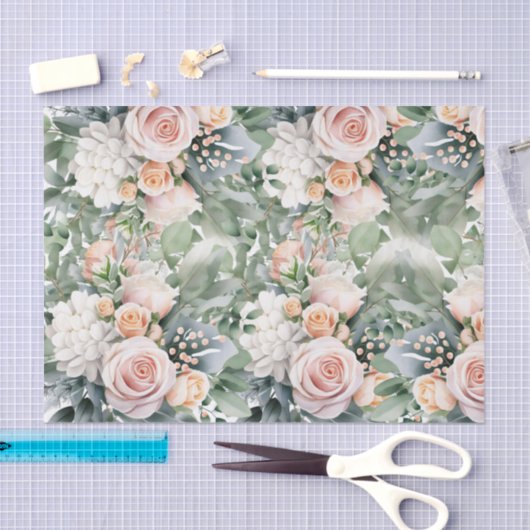 Elegante roze rozen bloemendecoupage papier (Craft)