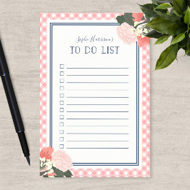 Elegante Roze Rozen Bloemengingham Takenlijst Post-it® Notes