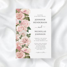 Elegante Roze Rozen Bloemige Bruiloft
