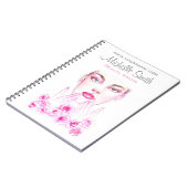 Elegante Roze Rozen Bloemige Waterverf Schoonheids Notitieboek (Linkerzijde)