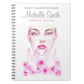 Elegante Roze Rozen Bloemige Waterverf Schoonheids Notitieboek (Voorkant)