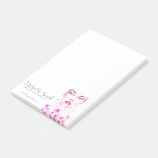Elegante Roze Rozen Bloemige Waterverf Schoonheids Post-it® Notes (Schuin)