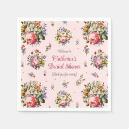 Elegante Roze Rozen Bloempatroon Vintage Servet