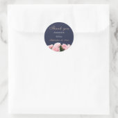 Elegante Roze Rozen Boeket Bloemen bruiloft Dank u Ronde Sticker (Tas)