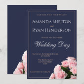 Elegante Roze Rozen Boeket Bloemen Huwelijk Kaart (Voorkant / Achterkant)