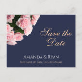 Elegante Roze Rozen Boeket Bruiloft Bewaar de Datu Aankondigingskaart (Voorkant)