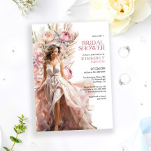 Elegante Roze Rozen Boho Bloemige Bruidsuitnodigin