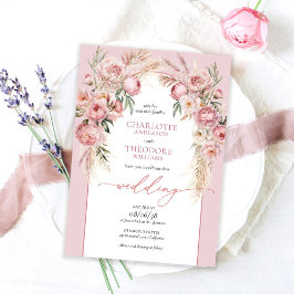 Elegante Roze Rozen Boho Romantische Bloemige Brui Kaart