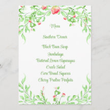 Elegante Roze Rozen Botanische Waterverf Menu Kaar