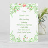 Elegante Roze Rozen Botanische Waterverf Menukaart (Staand voorkant)