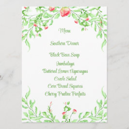 Elegante Roze Rozen Botanische Waterverf Menukaart