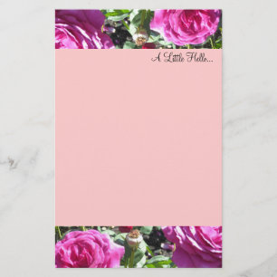 Elegante Roze Rozen Briefpapier
