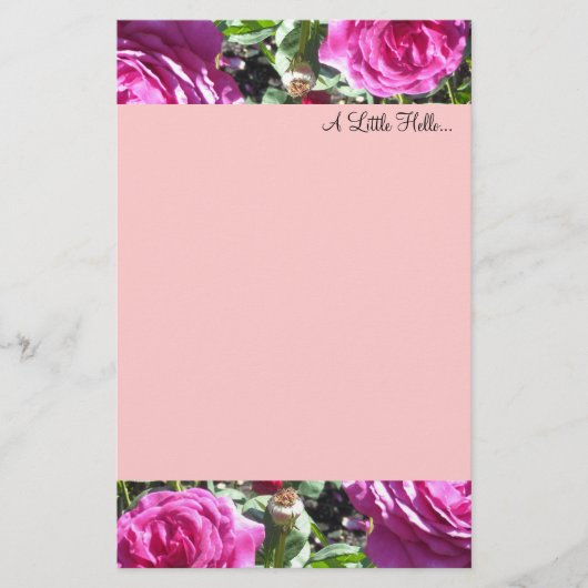 Elegante Roze Rozen Briefpapier (Voorkant)