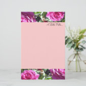Elegante Roze Rozen Briefpapier (Staand voorkant)