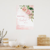 Elegante roze rozen bruidsbabyshower welkomstbord poster (Keuken)