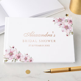 Elegante Roze Rozen Bruidsmeisjes Bruiloft Gastenboek