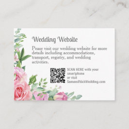 Elegante roze rozen bruiloft informatie informatiekaartje