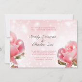 Elegante Roze Rozen Bruiloft Kaart (Voorkant)