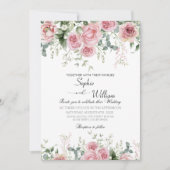 Elegante roze rozen bruiloft kaart (Voorkant)